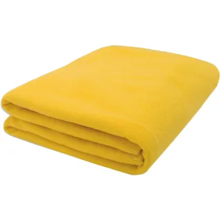 ZOLLNER Kuscheldecke in gelb - weiche Couchdecke in 130x170 cm - mit Kettelrand - Polyester - waschbar bis 95°C – Oeko Tex® Zertifiziert