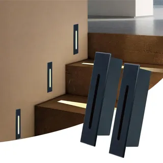 2Stk. LED Einbauleuchte für Treppenleuchte 3W, IP65 Wasserdichte Treppenbeleuchtung Treppen Licht Stair Lights, Wandeinbauleuchte Treppestufen Spots Beleuchtung Stufenleuchten (Schwarz)