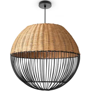Paco Home Pendelleuchte »PURO« E27 Rattanlampe Korb Lampe LED Boho Natur Vintage Rund E27, schwarz