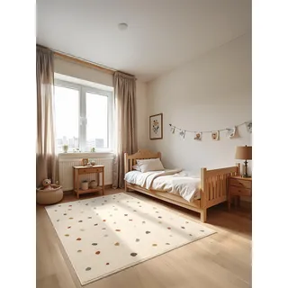 Hanse Home Adventures Kinderteppich - Konfetti Punkte Spielteppich, Modernes Design, Spielmatte, Krabbelteppich Junge Mädchen für Kinderzimmer, Jugendzimmer, Wohnzimmer - Creme Multifarben, 200x290cm