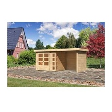 Karibu Holz-Gartenhaus Sölve Natur Flachdach Unbehandelt 238 cm x 213 cm