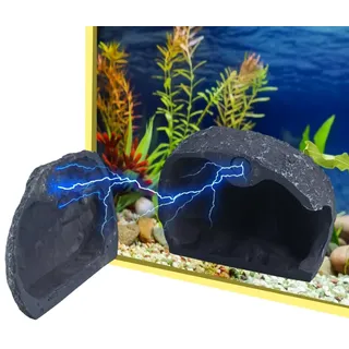 DONGKER Magnetische Aquaristik Cave, Kunstharz Aquarien Brut- und Versteckhöhle, Abnehmbare Aquarium Deko Höhle für Zwergbuntbarsche, Welse, Krebse und Garnelen
