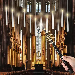 cimetech 12er Set Halloween Deko Schwebende Kerzen mit Zauberstab 17cm Fliegende Kerzen Herbstdeko Fernbedienung Flammenlose LED Kerzen Floating Candles für Halloween Weihnachten Party Deko