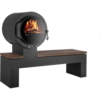 KANUK | Kaminofen Kanuk - Bank | Buchenholz / Eiche rustikal  | 8 kW