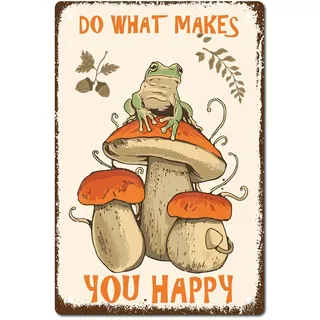 CREATCABIN Pilz Frosch Metallblechschild Poster Vintage Retro Wandkunst Dekor Aufhängen Eisen Malerei Plakette Für Zuhause Küche Badezimmer Wohnzimmer Geschenke Dekorationen 30x20cm