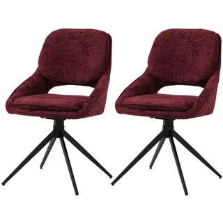 Mendler Esszimmerstuhl HWC-N73 Stoff/Textil bordeaux 2er Set