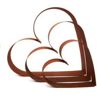 UNUS UNUS® Beeteinfassung Herzen 3er Set, Gartendeko Rostoptik