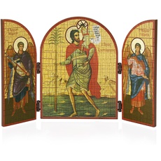 NKlaus Heiliger Christophorus Ikone Triptychon Holz 25x16cm Christlich 13822