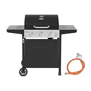Royal Gourmet Gasgrill Grillwagen 3 Brenner 9 kW Camping Gaskocher mit Kochplatte, Gartengrill mit Flaschenöffner, Druckminderer und Gasschlauch Grillrost ca. 60 x 42 cm, Schwarz