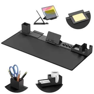 KDD 6 in 1 Schreibtisch Unterlage & Gaming Mauspad XXL, Rutchfeste Desk Mat mit DIY Magnetisch Organizer für Handy & Tablethalter/Becherhalter/Kartenhalter/Stifthalter Schreibtisch Zubehör(80X35.5cm)