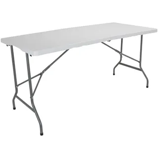 Mid.you Klapptisch , Weiß , Metall, Kunststoff , rechteckig , Rundrohr , 152x74x70 cm , klappbar ,