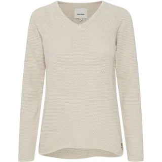 Strickfleece-Pullover OXMO "Strickpullover OXHanna", Damen, Gr. M, beige (oatmeal), Obermaterial: 100% Baumwolle CO., Pullover Strickfleece-Pullover