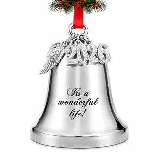 JUPPE Weihnachtsglocke mit Gravur It's A Wonderful Life, für Weihnachtsbaum, Hochzeitstag, Dekoration, Anhänger mit Engelsflügeln