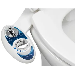Luxe Bidet Neo 185 – Selbstreinigende Dual Düse – Frische, Wasser ohne Elektrik Mechanische Bidet WC-Aufsatz (blau und weiß)