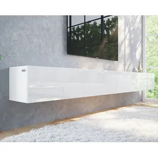 PLATAN ROOM Fernsehschrank TV-Lowboard 280 cm (2x140) In Weiß Hängend Oder Stehend Hochglanz - Weiß