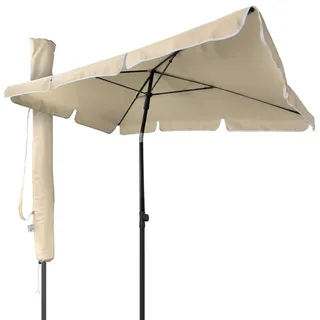 VOUNOT Sonnenschirm Rechteckig für Balkon und Terrasse, 200 × 125 cm, Knickbarer Balkonschirm, Sonnenschutz UV 50+, Beige 200cm