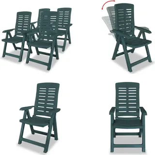 vidaXL Garten Liegestühle 4 Stk. Kunststoff Grün - Gartenstuhl - Gartenstühle - Gartensessel - Klappstuhl - Grün