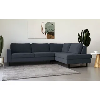 PLACES OF STYLE Ecksofa »Pinto, 290 cm, Ottomane links / rechts«, Cord, Feincord, Luxus-Microfaser Leder und Chenille blau