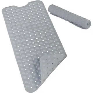 Relaxdays Badewannenmatte, mit Saugnäpfen, PVC, Kinder & Erwachsene, BxT: 97 x 39 cm, rutschfeste Wannenmatte, grau