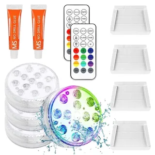 BNGXR Unterwasser LED Licht,4 Stück LED Poolbeleuchtung Poollicht Wasserdichte RGB Farbwechsel Pool Dekolichter für Unterwasser Licht, Wasserdicht für Pool Teich Aquarium Beleuchtung