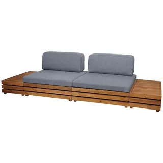Mendler Garten-Garnitur HWC-L28 7-tlg. Grau/Silber