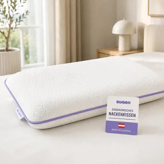 QUQON Original orthopädisches Nackenstützkissen - mit innovativem AIRbreeze Memory Foam – viscoelastisches Kissen, Kopfkissen, Kissen - Allergiker geeignet