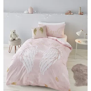 Catherine Lansfield Angel Wings Engelsflügel, 52% Polyester, 48% Baumwolle, Rose, Einzelbett