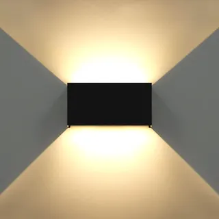 KAWELL 24W Modern Wandleuchte LED Wandlampe Up Down Einstellbarer Abstrahlwinkel Aluminium Wandbeleuchtung Innen Außen Wasserdicht IP65 für Badezimmer Treppen Schlafzimmer Wohnzimmer, Schwarz 3000K