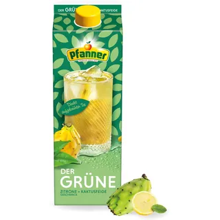 Pfanner Der Grüne – 1 x 2 l - Eistee Zitrone Kaktusfeige aus direkt aufgebrühtem Grüntee - Ice Tea Karton