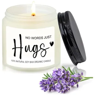 Scentoria Trauerkerze, Trauerkerzen NO WORDS JUST Hugs, Trauergeschenk, Trauergeschenke für Hinterbliebene, Trauerkerzen mit Spruch, Lavendelgeschmack ca. 100 g