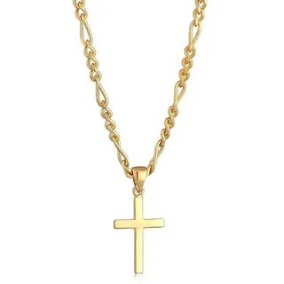 KUZZOI Halskette Herren Figarokette Kreuz 925 Silber gold