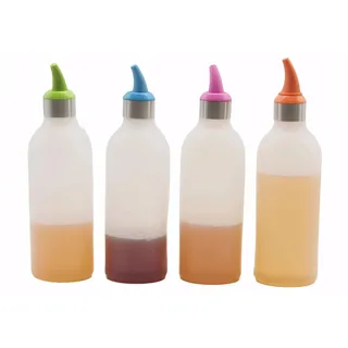 Lancoon Kunststoff Squeeze Condiment Flaschen, 4er-Set 450ml (perfekt für Sirup, Sauce, Ketchup, Grill, Gewürze, Dressing, Kunst und Handwerk, Werkstatt, Lagerung und mehr) KT30