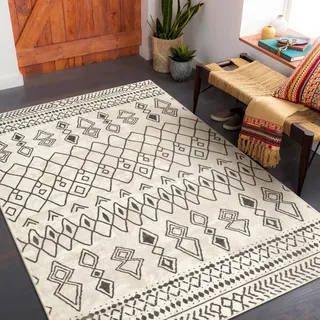 Carvapet Läufer Teppich 90x150cm rutschfest Lang Küchenteppich Waschbar Teppichläufer Weiche Mikrofaser Geometrisch Flächenteppich Laufteppich(Beige)