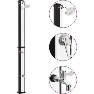 Outdoor-Solardusche mit Duschkopf und Wasserhahn 35 L - Silber