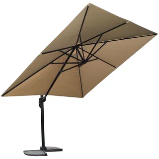 AIORBER Ampelschirm 3x3 m rechteckig mit Kurbel und 360° Drehfunktion wetterfest Sonnenschirm für Garten und Terrasse – Beige - Beige