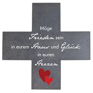 Fritz Cox Haussegen-Stein 'Möge Frieden' | 15x15x1 cm | made in Germany | mit stabilder Wandhalterung für Zuhause | schönes Geschenk zum Einzug