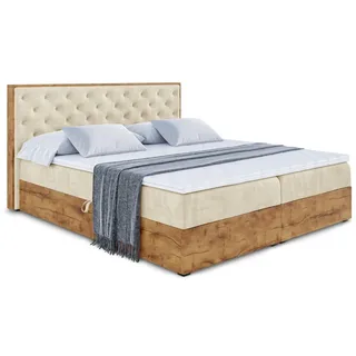 altdecor Boxbett, Creme, Holzwerkstoff, Höhe ca. 20 cm, 180x200 cm, Schlafzimmer, Betten, Boxspringbetten