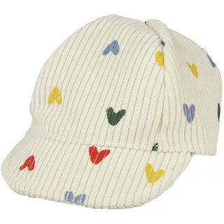 Heless 1531 - Puppen-Kappe ''Herz-Konfetti'' in Beige und mit bunten Herzen, für Puppen und Kuscheltiere der Größe 28-35 cm
