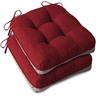 AddGrace 2er Set Sitzkissen 40 x 40cm Weiche Stuhlkissen mit 10cm Hochwertiger Polsterung für Innenbereich Küche oder Esszimmer,Rot