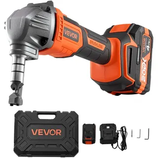 Vevor Metallknabber Blechknabber kabellos mit Akku (4000 mAh), Blechschneider mit effizientem bürstenlosem Motor (2200 U/min) & Kunststoffkoffer, zum Schneiden von Stahlplatten & Aluminiumplatten
