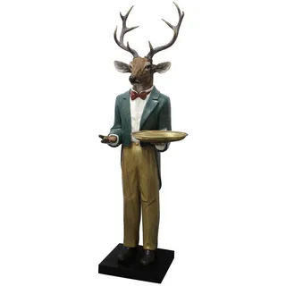 Ambia Home Dekorentier , Braun, Grün, Schwarz, Weiß , Kunststoff , Uni , Rentier , 72x194x59 cm , Kunsthandwerk, zum Stellen, handgemacht, handgemalt , Dekoration, Dekofiguren & Skulpturen, Dekotiere