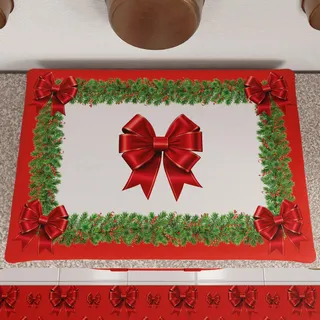 PETTI Artigiani Italiani - Weihnachts-Herdplattenabdeckung, Weihnachts-Küchenherdplattenabdeckung, 50 x 70 cm, Herdplattenabdeckung mit roter Schleife, 100 % Made in Italy