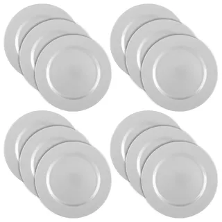 com-four® 12x glänzende Platzteller, wiederverwendbare Unterteller | edle Dekoteller für Hochzeit - Familienfeier - Weihnachten - Ø 33 cm Servierplatten
