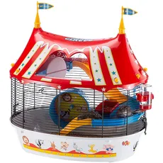 Ferplast Hamsterkäfig, CIRCUS FUN Nagerkäfig, Kleintierkäfig, Hamsterzubehör inklusive, 50 x 34 x h 43 cm.