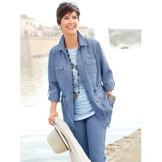Blusenblazer "Blusenjacke", Damen, Gr. 40, blau (taubenblau), 100% Polyester, Blazer Blusenblazer