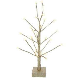 I.GE.A. Dekobaum »Künstlicher Weihnachtsbaum, Weihnachtsdeko, Kunstbaum«, mit Glitzer und LED Beleuchtung, champagnerfarben, Höhe 65 cm, goldfarben