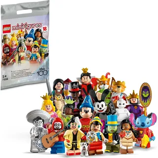 LEGO 71038 Minifiguren Disney 100, 1 von 18 Charakteren zum Sammeln, Überraschungstüte mit Spielzeug zum Bauen mit Micky Maus, Stitch, Mulan & mehr (1 Stück - zufällig gewählter Stil)