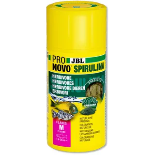 JBL PRONOVO SPIRULINA FLAKES, Grünfutter für alle Aquarienfische von 8-20 cm, Fischfutter-Flocken, Größe M, 1000 ml
