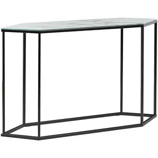 Beliani Konsolentisch Marmor Optik weiß/schwarz Perrin , Glas , 120x75x35 cm , Wohnzimmer, Wohnzimmertische, Konsolentische