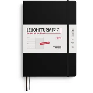 Leuchtturm1917 372461 Wochenkalender & Notizbuch Composition (B5) 2026, 12 Monate, Schwarz, Deutsch